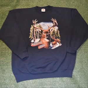 Vintage Whitetail Deer Graphic Nature Crewneck!